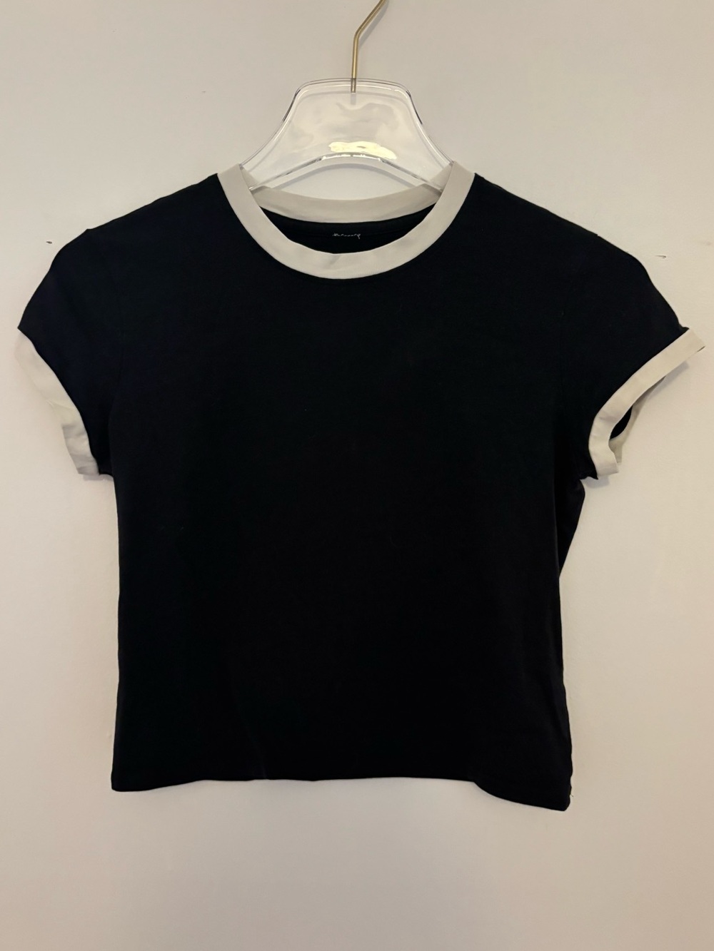 Lululemon Organic Cotton Ringer Baby Tee Black White Size 6 Casual Y2K Soft